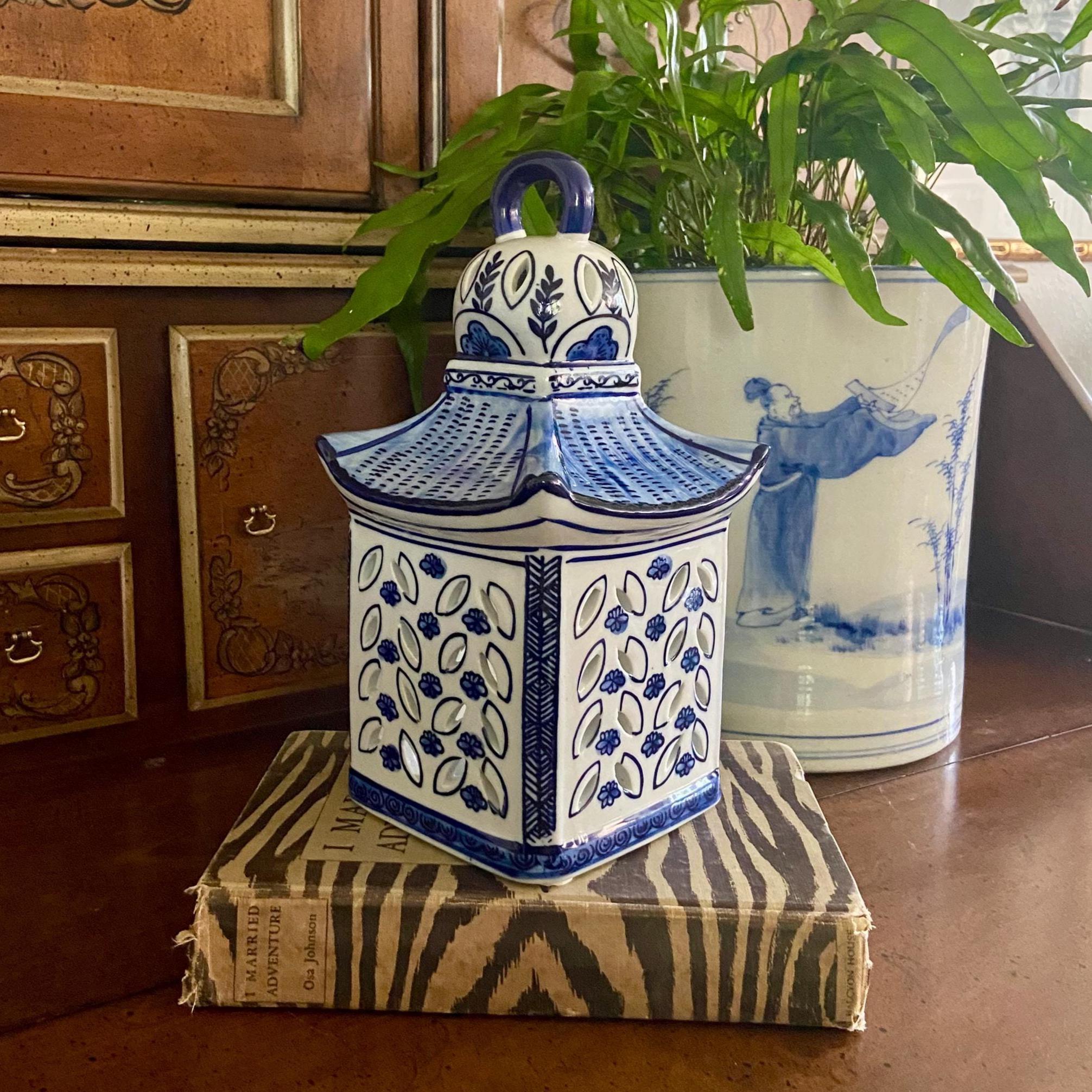 Chinoiserie Blue and White Mikasa Pagoda Candleholder Lantern - Etsy