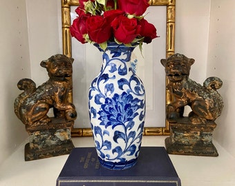 Chinoiserie Andrea by Sadek Blue and White Porcelain Vase