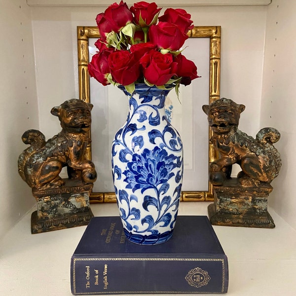 Chinoiserie Andrea by Sadek Blue and White Porcelain Vase