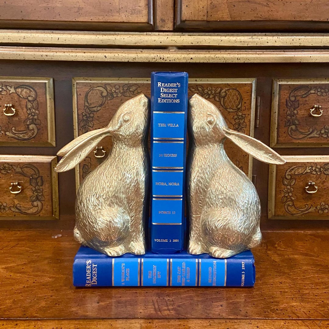 Vintage Brass Bunny Rabbit Bookends - Etsy