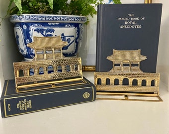 Vintage Brass Large Pagoda Folding Bookends