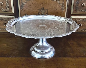 Sheridan Silver-Plate Pedestal Serving Platter Tray