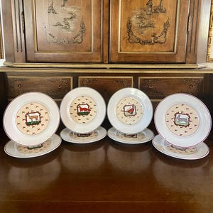 Set of 8 Vintage Pelzman Plates ~ Fox, Pheasants, Rabbit and Stag