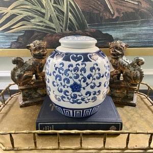 Chinoiserie Blue and White Ginger Jar
