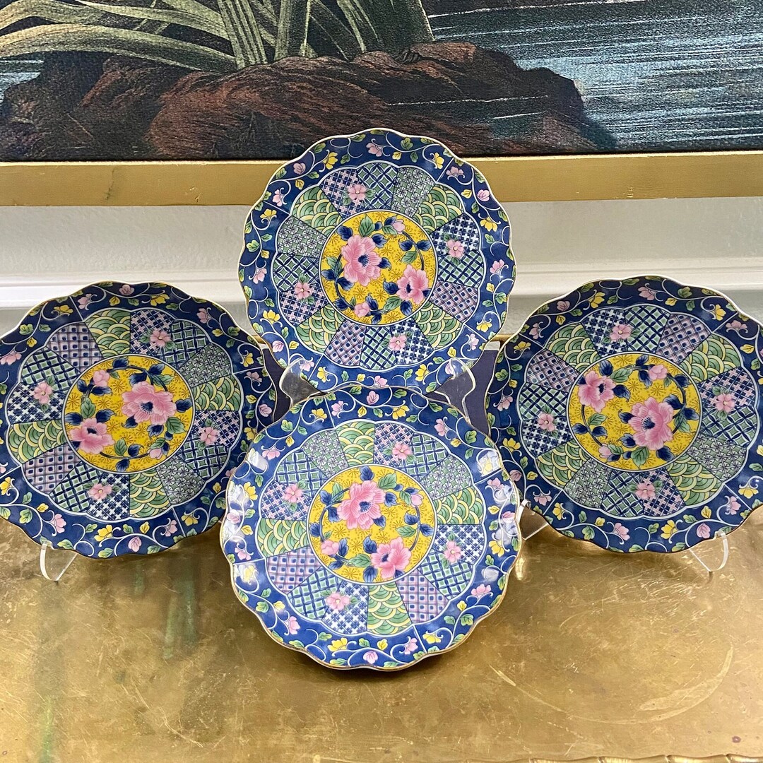 Set of 4 Botan Pattern 7.25 Plates by Gump's - Etsy
