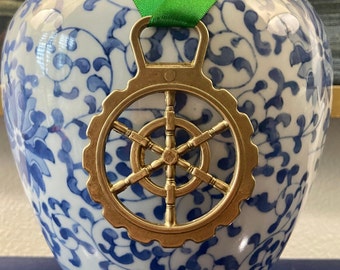 Vintage Brass Horse Medallion Medal ~ Ship Helm Wheel