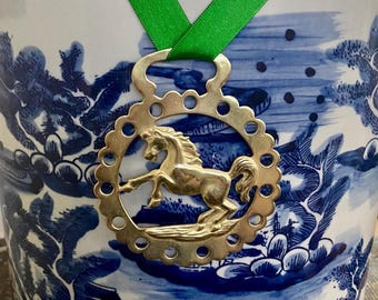 Vintage Large Brass Horse Medallion Medal ~ Horse