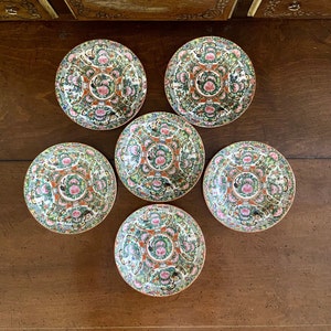 Set of 6 Rose Medallion Porcelain Plates