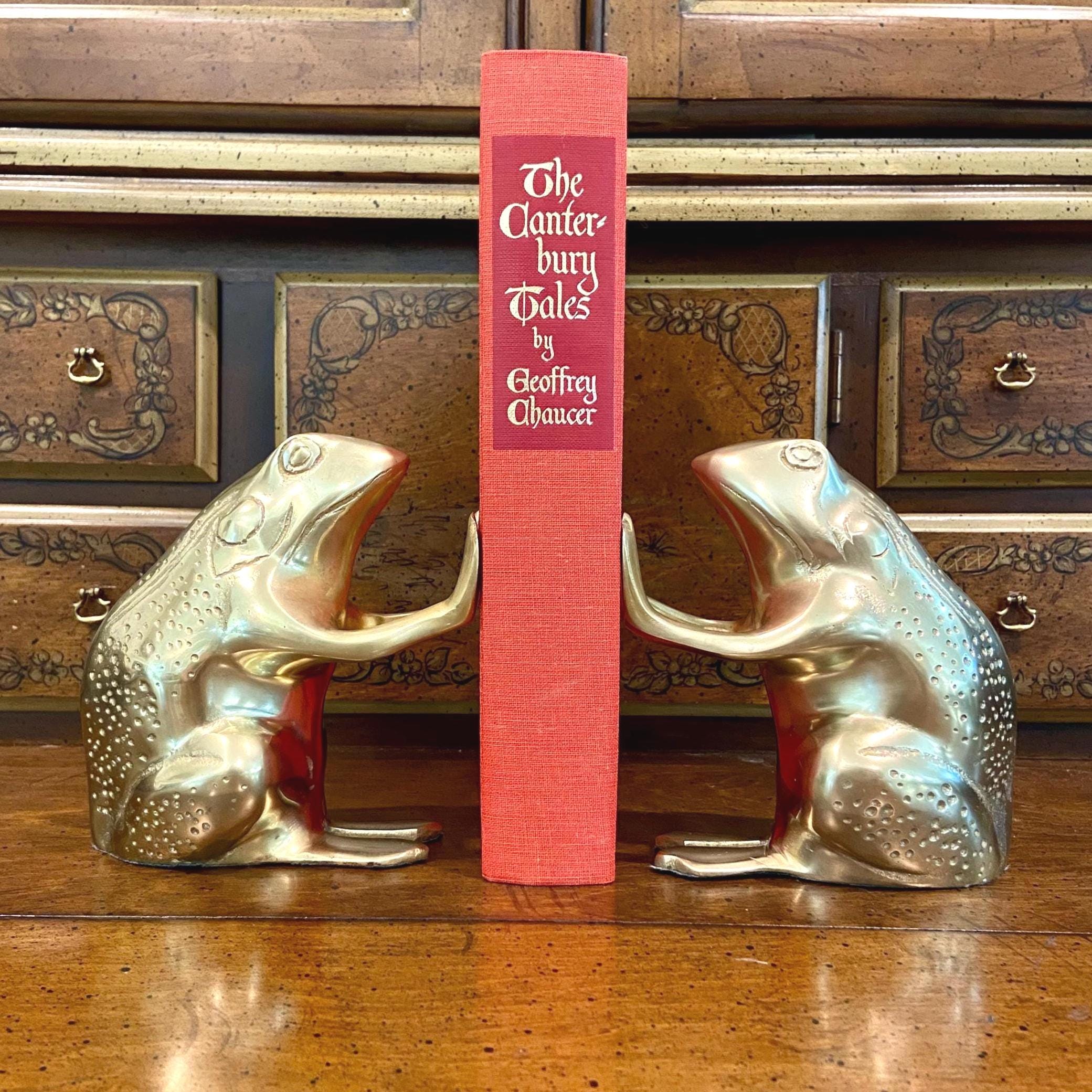 Vintage Brass Frog Bookends - Etsy