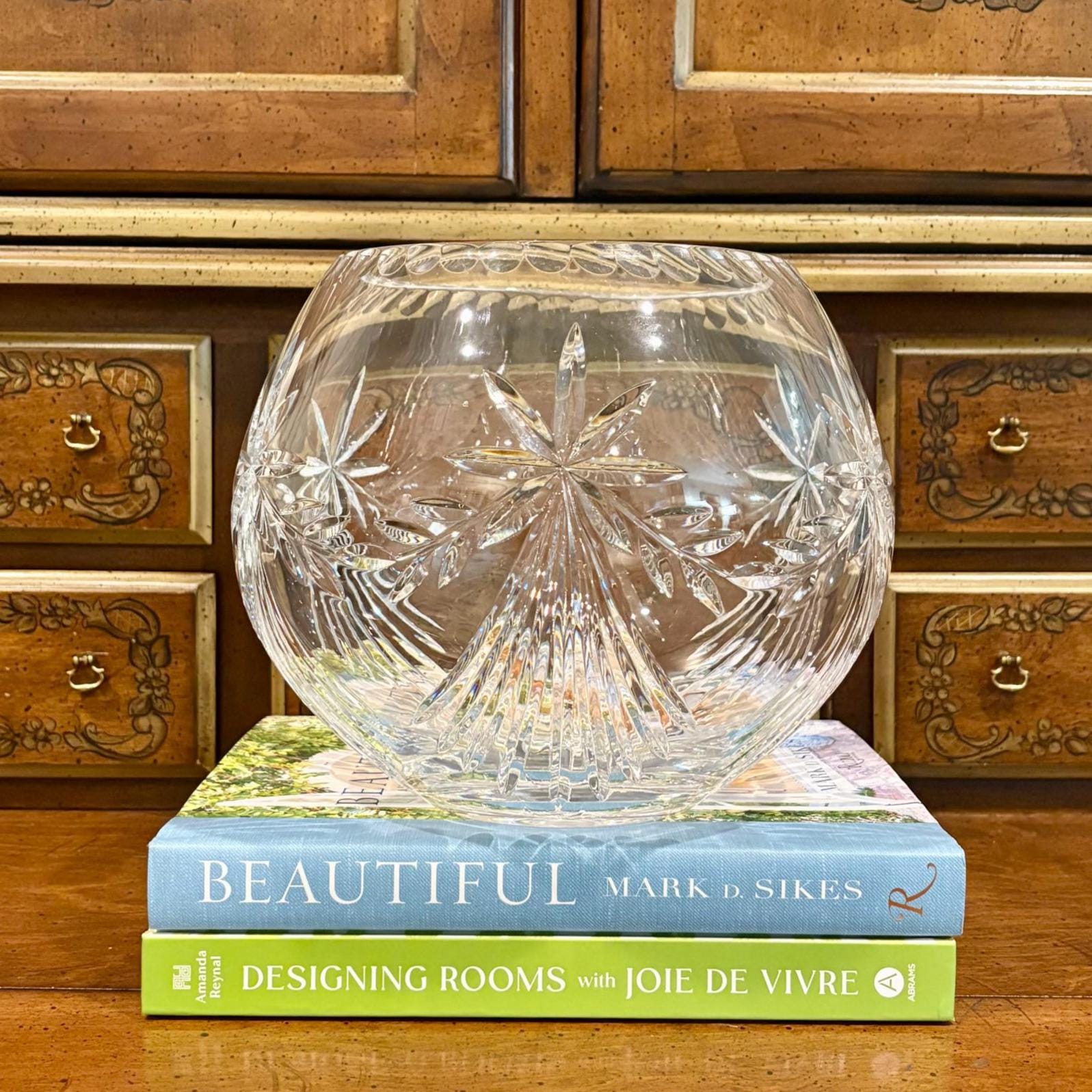 Vintage Crystal Rose Bowl Vase - Etsy