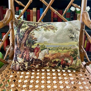 Fox Hunt Needlepoint Throw Pillow