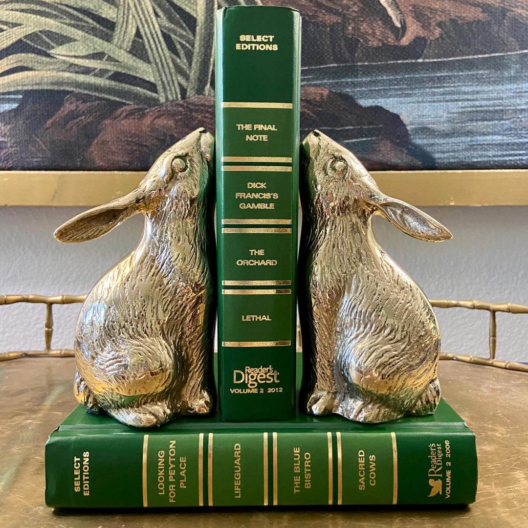 Vintage Brass Bunny Rabbit Bookends - Etsy