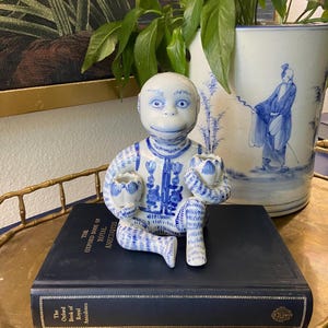 Chinoiserie Porcelain Monkey Double Candleholder