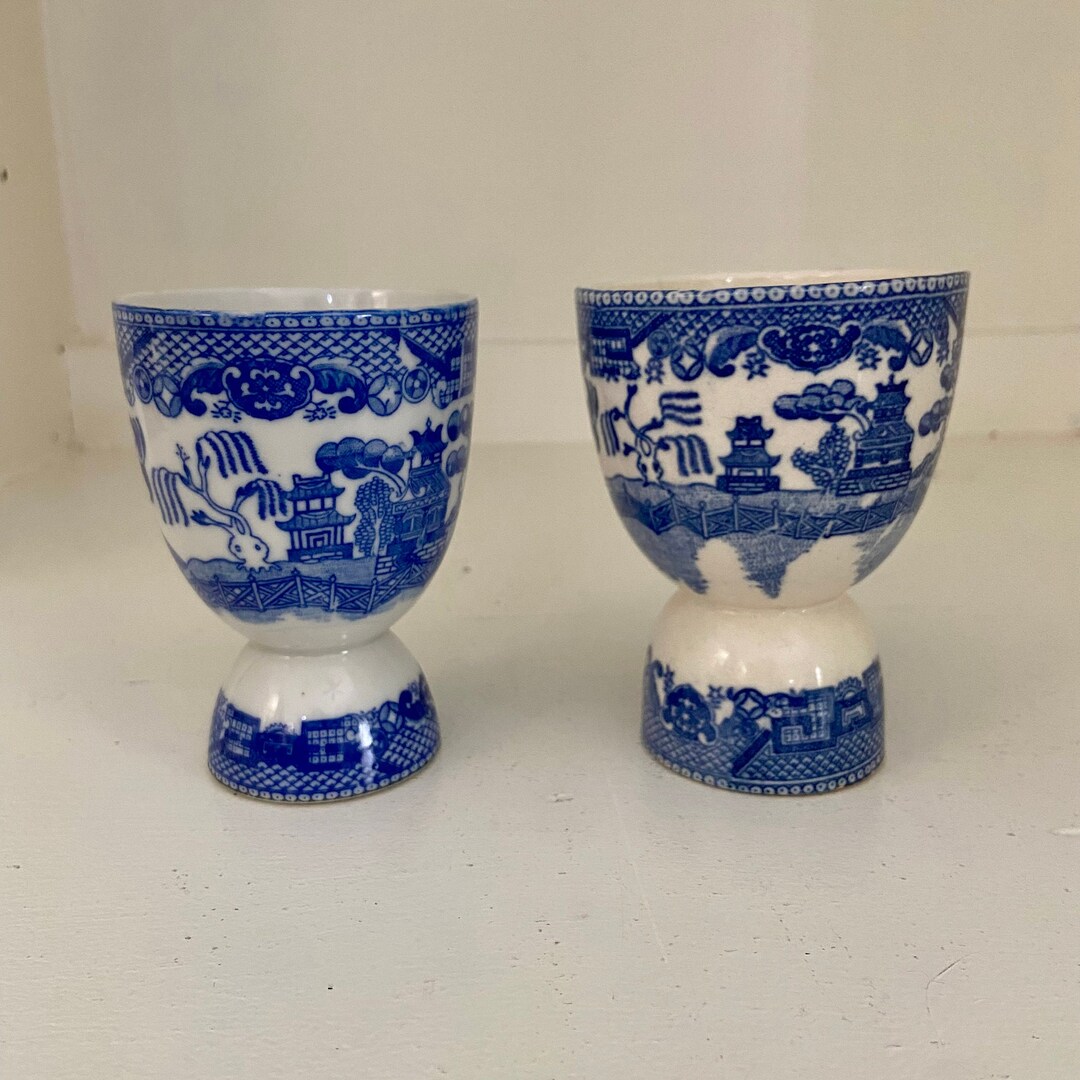 Pair of Blue Willow Egg Cups Made in Japan Etsy