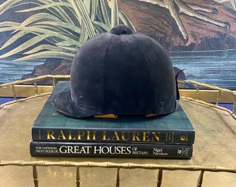 Vintage English Black Velvet Equestrian Riding Helmet