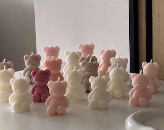 Mini Teddy Bear Candles | Baby Shower Favours | Scented Candles / Unscented Candles | Wholesale Event Favour Candles (BW)