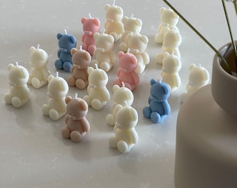 Teddy Bear Mini Unscented Candles (1 / 5 / 10) / Wholesale Event Favours