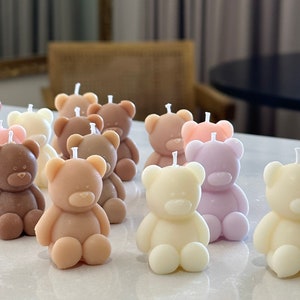 Teddy Bear Mini Unscented Candles / Baby Shower Favours / Wholesale Event Favours
