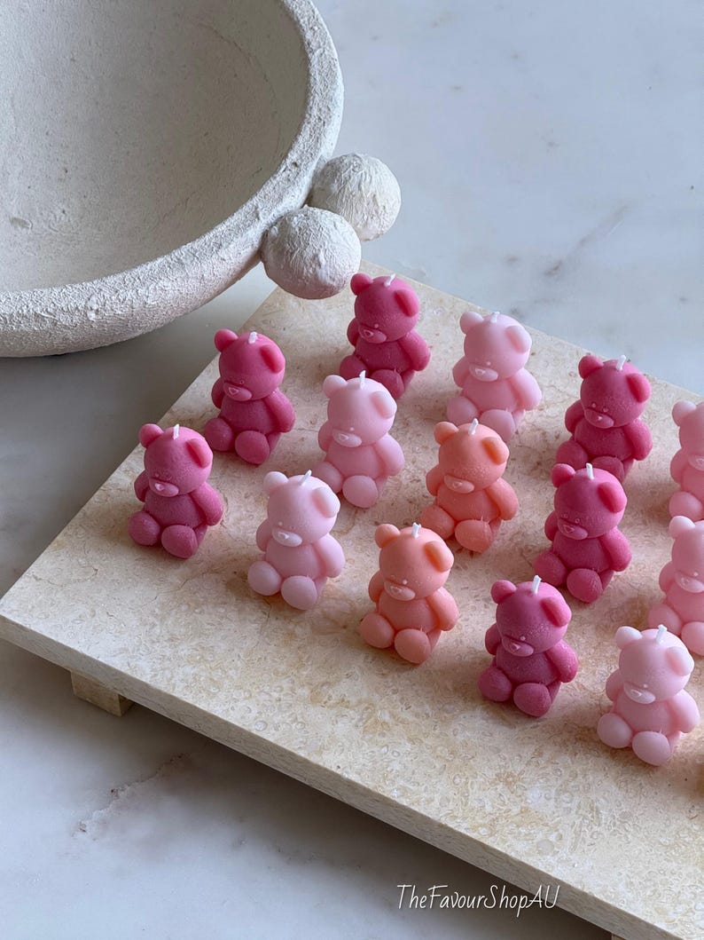 Teddy Bear Mini Unscented Candles | Baby Shower Favours | Wholesale Event Favours image 6