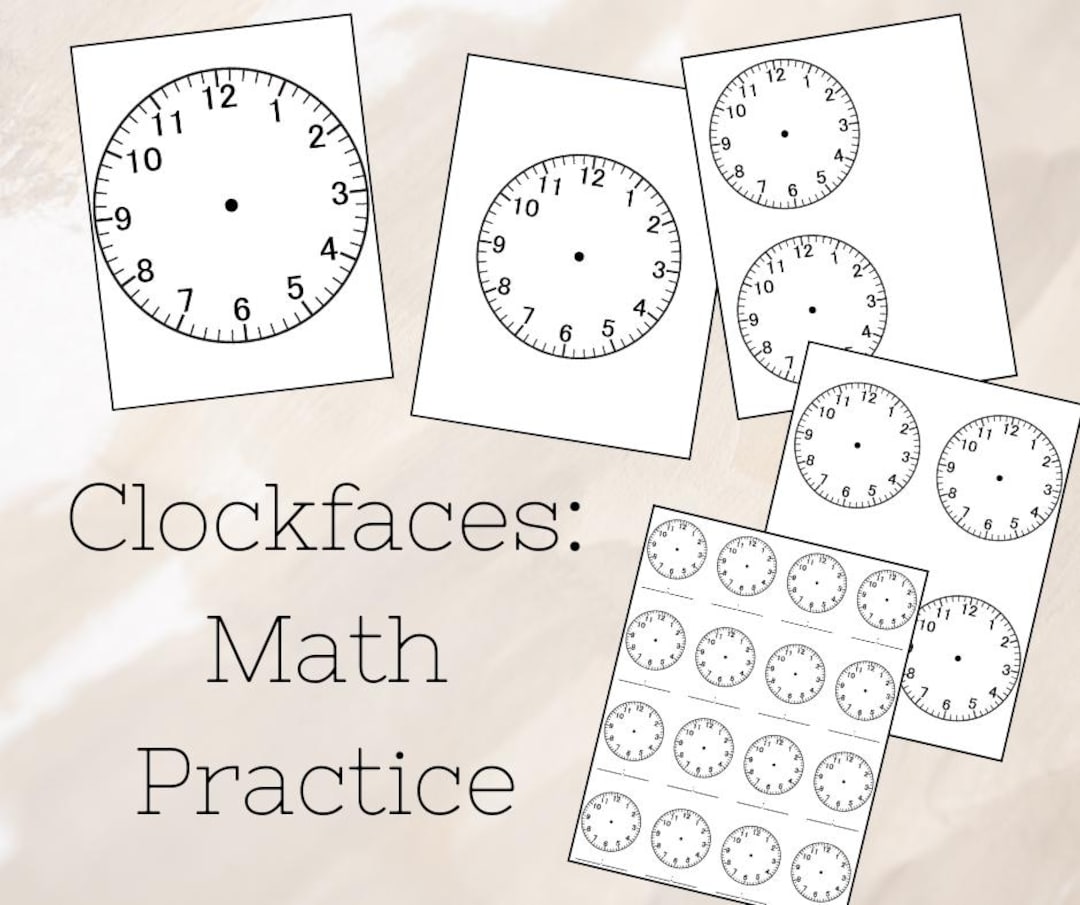 Math Test Clock Clockfaces for Math Practice - Etsy