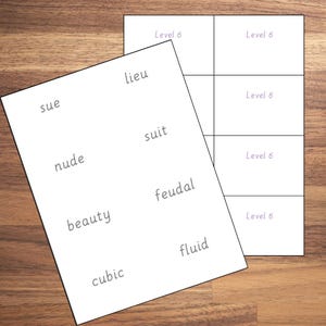 Tarjetas didácticas de nivel 6 de ortografía de McGuffey