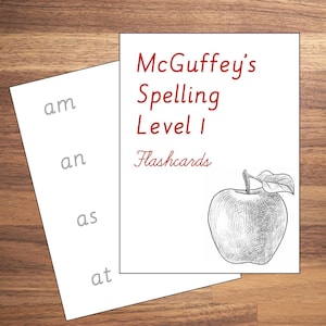 Tarjetas didácticas de nivel 1 de ortografía de McGuffey