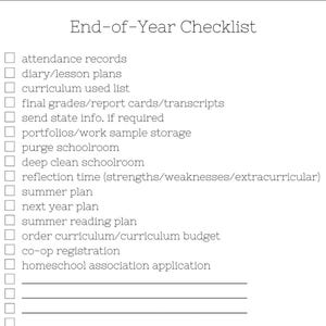End-of-year Homeschool Checklist - Etsy