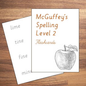 Tarjetas didácticas de nivel 2 de ortografía de McGuffey