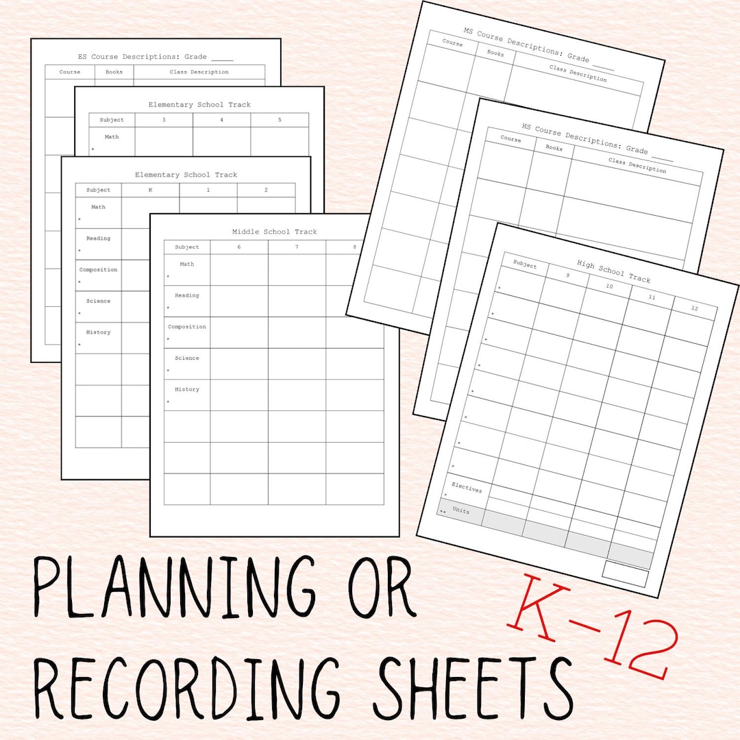K-12 Homeschool Planning Pages - Etsy