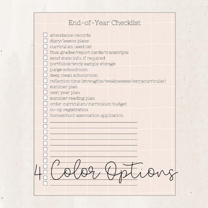 End-of-year Homeschool Checklist - Etsy