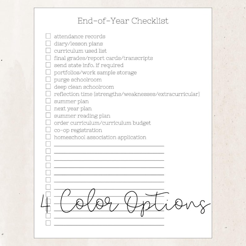End-of-year Homeschool Checklist - Etsy