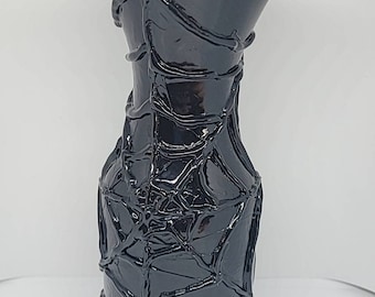 Gothic vase; Black vase; Halloween Spooky Web; Gothic/Emo Decor; Creepy Vase; Wicked Vase, Spider Web Vase