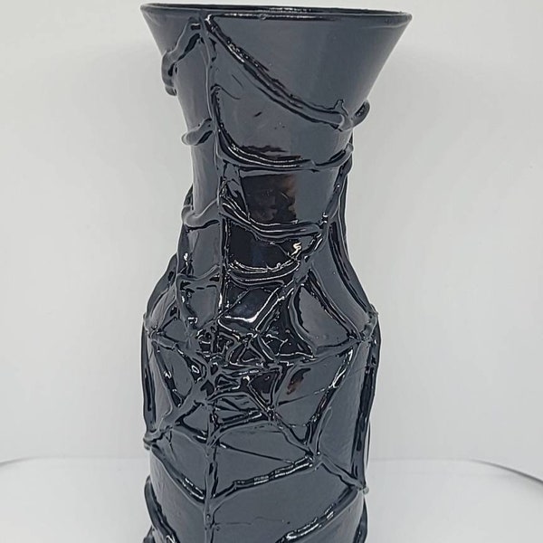 Gothic vase; Black vase; Halloween Spooky Web; Gothic/Emo Decor; Creepy Vase; Wicked Vase, Spider Web Vase