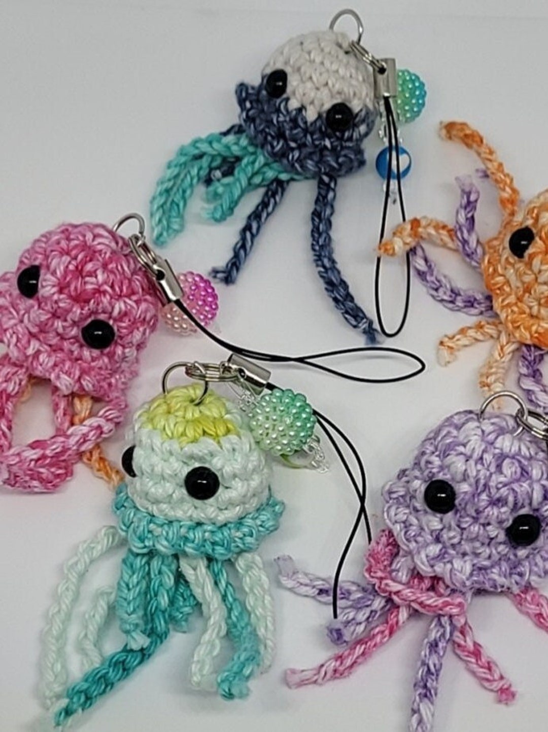 Kawaii Mini Jellyfish Keychain Jellyfish Plushie Keychain Crochet