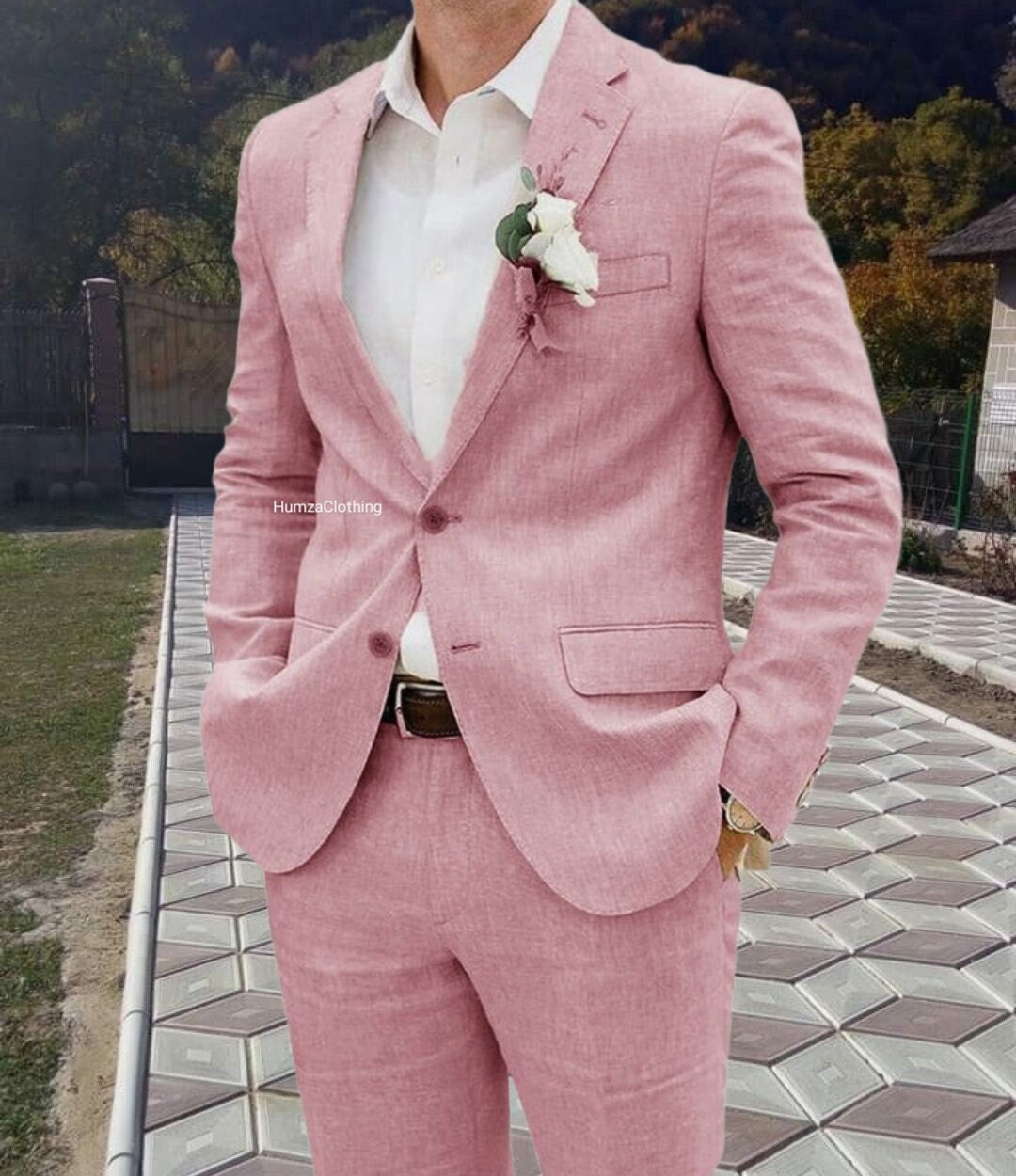 Men Suit for Linen Men Pink Linen Suit Men Wedding Linen Suit Etsy