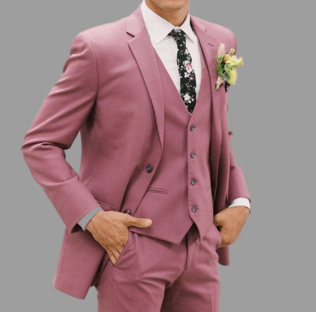 Men Pink Suit Men 3 Piece Slim Fit Suit Wedding Suits for Men - Etsy