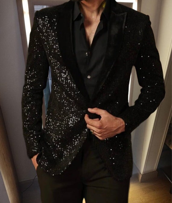 Men's sequin suit jacket cheap