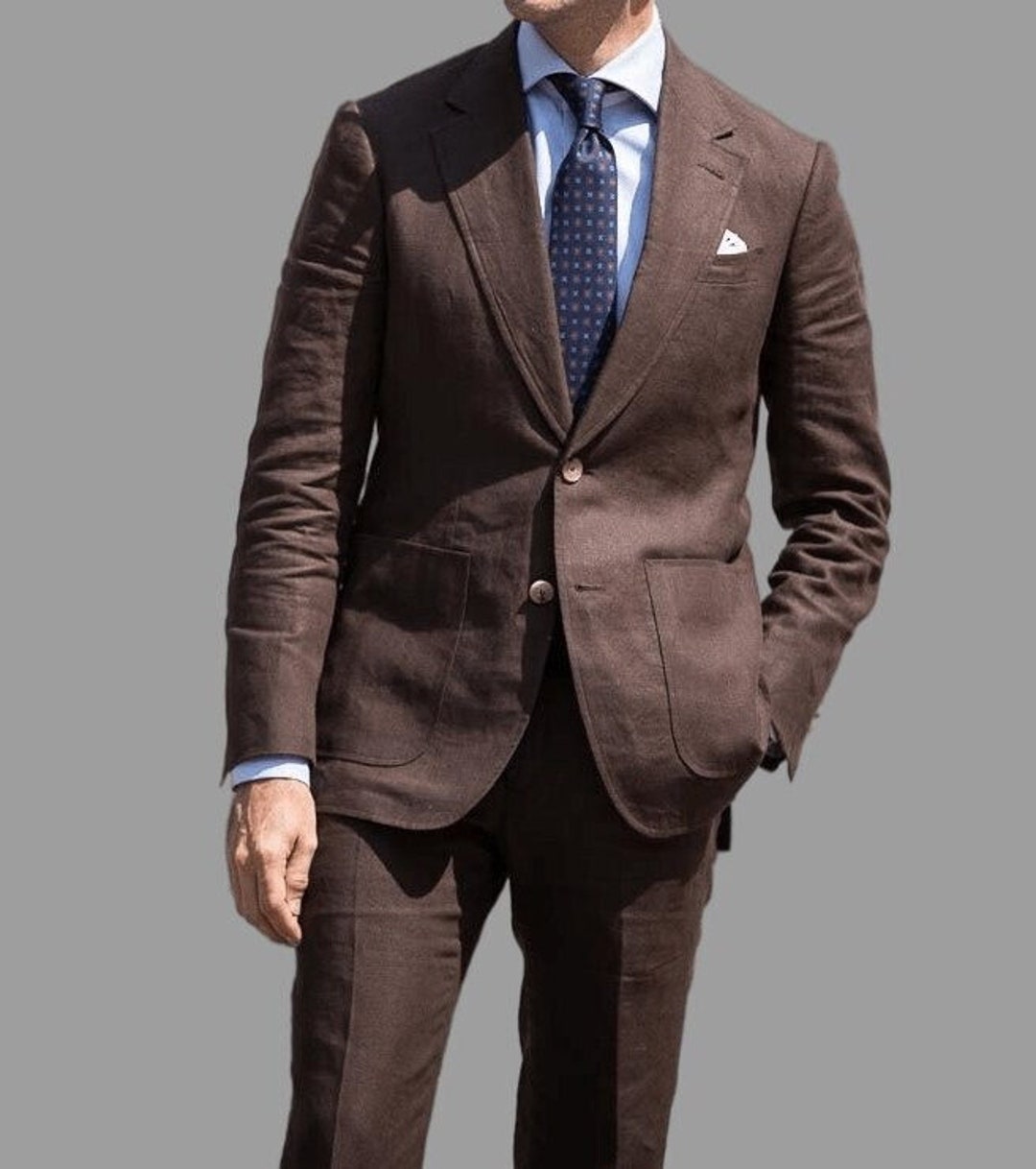 Men Suit Brown Linen Suit 2 Piece Linen Suit Wedding Wear Etsy