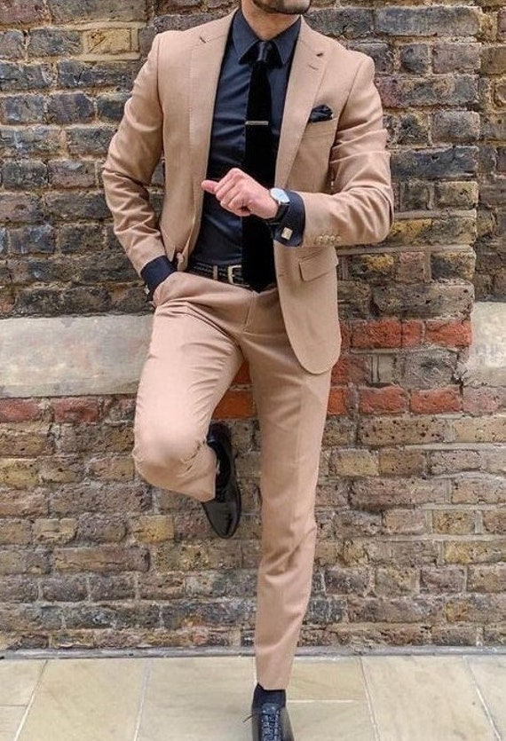 Mens brown hot sale suit