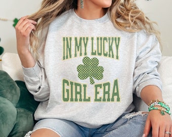 Lucky Girl sweatshirt, St. Patrick's Day Sweatshirt,Shenanigans Shirt, Shamrock Sweater,Lucky Shamrock Shirt, Irish Sweater drinking shirt