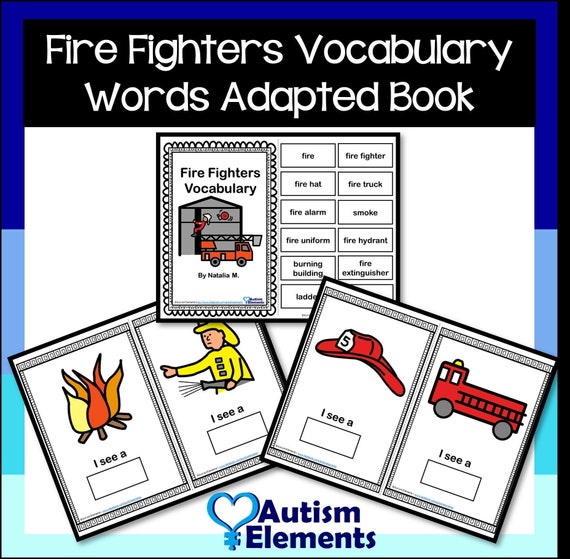 Fire Fighters Word Vocabulary Adapted Book Fire Safety Etsy