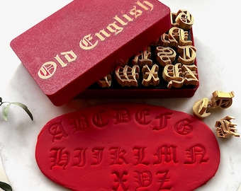 Old English Letter Polymer Clay Alphabet for Pottery, Ceramics Stamp or Cookie, Soap Font Stamps for Craft, Lowercase Gothic Sans Serif