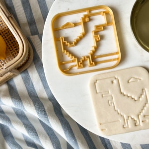 Dinosaur Cookie Cutter T Rex Pixel, Funny gift for Him, Dinosaur Lover Gift T-rex Cookie Stamp, Streamers gift for Gamers and Bloggers