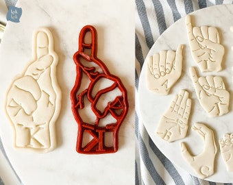Asl Cookie Cutter Custom Sign Language Hand Gesture Deaf / Hard of hearing, Personalized American Sign Language, Alphabet Deaf Cookie Stamp