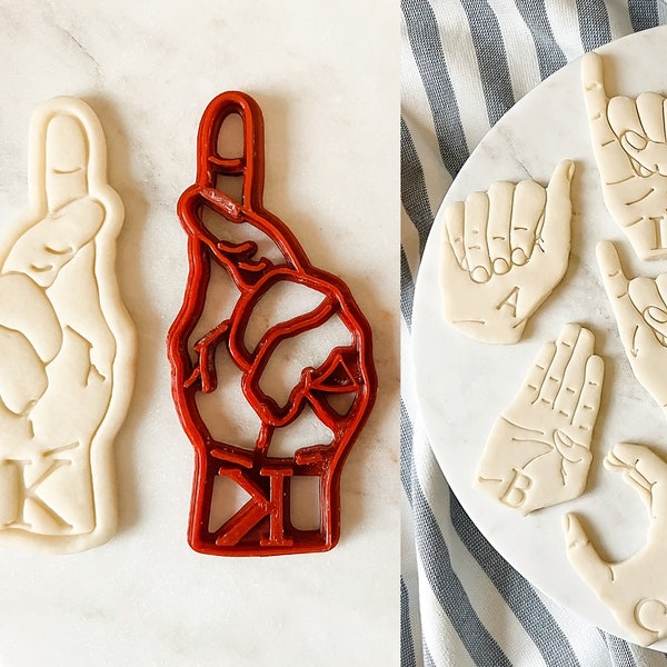 Asl Ausstecher Benutzerdefinierte Gebärdensprache Handgeste Taub/Hörgeschädigte, personalisierte amerikanische Gebärdensprache, Alphabet Deaf Cookie Stamp