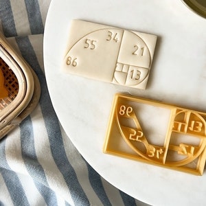 Tagliabiscotti a spirale di Fibonacci, sezione aurea, Cookie SET Geometria, Sequenza di Fibonacci, Spirale d&#39;oro di Fibonacci, Timbro per biscotti matematico