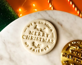 Christmas Gift Cookie Cutter with Santa, Santas reindeer Rudolph, Custom Family Name Cookie Stamp, Personalized Cookie, Holiday X mas Cookie