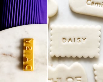 Anpassad namnkakform, Personlig kak- och fondantstämpel, Anpassningsbar form, Personlig namnprägling, Personlig kaka