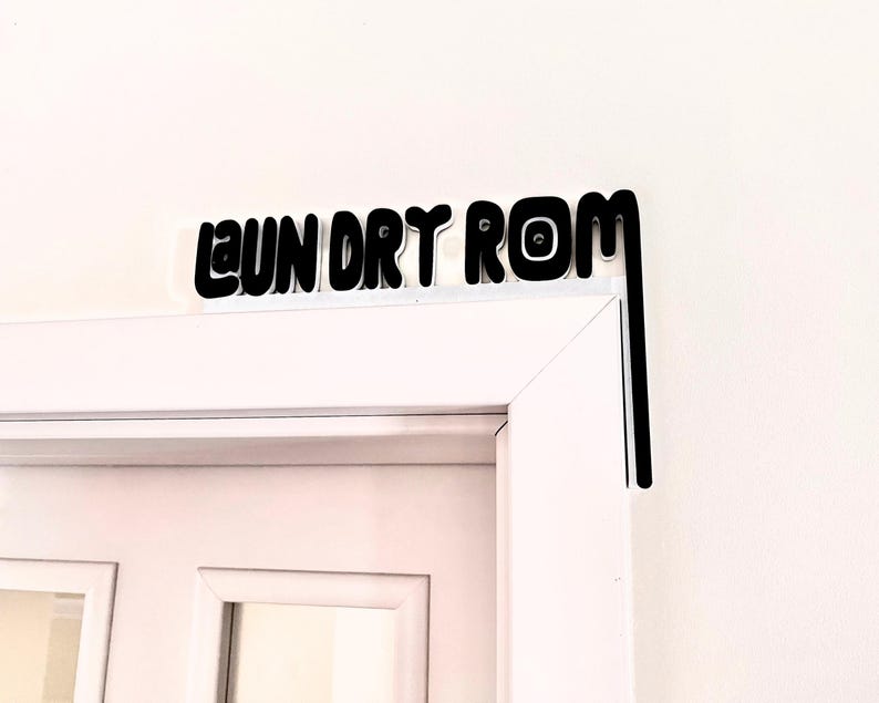 Laundry Letters Laundry Room Decor, Modern Door Sign for Laundry, Black Modern Door ...