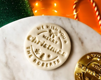 Regalos de Navidad, cortador de galletas para Navidad, sello de galleta con nombre de familia, cortador de fondant, regalo, idea de regalo, regalo para la familia, repostería navideña